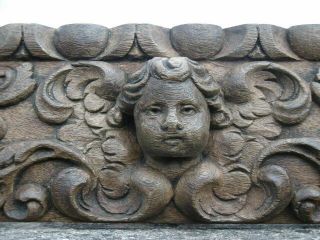 18thc Oak Panel With Cherub Carved Centrally & Squirrel To Each End (2)