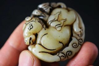 Delicate Chinese old jade Carved people/horse/Phoenix/Mouse pendant H97 2