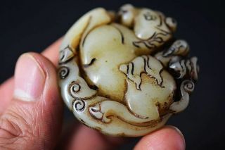 Delicate Chinese old jade Carved people/horse/Phoenix/Mouse pendant H97 3