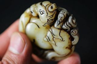 Delicate Chinese old jade Carved people/horse/Phoenix/Mouse pendant H97 5