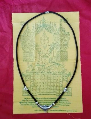 26 " Black Nylon Necklace Handmade Pendant 1 - 3 Hook Thai Amulet Buddhist Rope