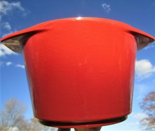 LE CREUSET FRANCE RED ENAMEL CAST IRON CHEESE CHOCOLATE FONDUE MODERNIST STYLE 3