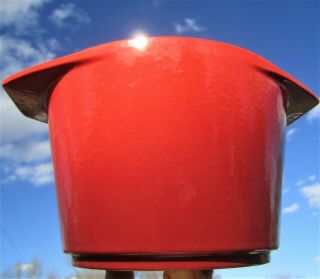 LE CREUSET FRANCE RED ENAMEL CAST IRON CHEESE CHOCOLATE FONDUE MODERNIST STYLE 4
