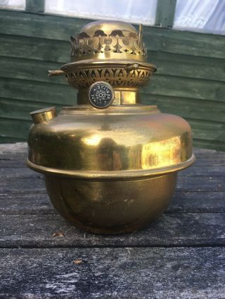 Old Brass Veritas Oil Lamp Base (manufactured In Germany)