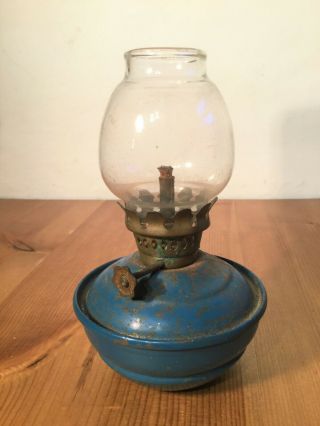 English Vintage Kelly Pixie Nursery Sa - Vu Oil Lamp,  Clear Glass Shade,  Paraffin