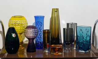 Retro German Glass 18 - HARZKRISTALL Fritz Wondrejz Vintage 60s 70s Lenses Vase 5