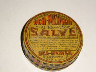 Antique Pharmacy Medicine Uca - Mentho Salve Treats Almost Anything Tin
