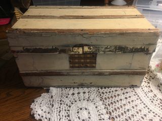 Antique Doll Trunk Salesman Sample Wood Chest Victorian Tray Vintage