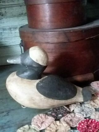Primitive Antique Early Wooden Duck Decoy Farmhouse Cabin Decor