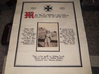 Rare,  Huge 1942 Death Notice Poster.  Fallschirmjager,  Large Photo,  Great History