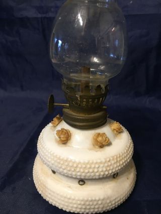 Vintage Small White Milk Glass Oil Fairy? Lamp