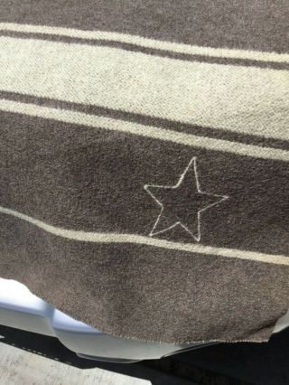 antique army war vintage wool blanket with star logo roughly 62“ x 82“ 3