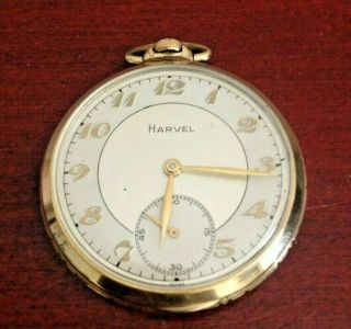 Vintage Harvel 10k Gold Rolled Plate 17 Jewels S2415 Swiss Pocket Watch.