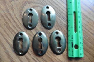 5 Key Hole Vintage Escutcheon Keyhole Plate Cover Salvage Oval 4 Brass 1 Metal