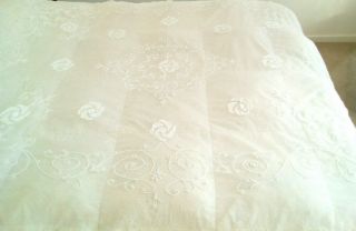 French Antique Normandy Lace Top Bed Cover