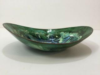 Vintage Edith Cayocca Enameled Copper Art Bowl Dish,  8 3/4 " X 7 " X 2 1/2 " High