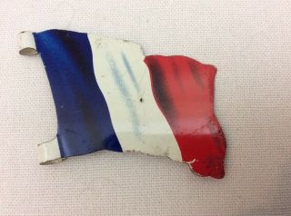 Vintage Marx Playset Ww2 French Flag - Tin Marx Battleground Accessory