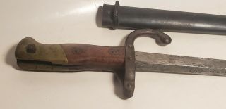 ANTIQUE MILITARY KNIFE - SWORD?26 inch - DATED 1877 - HALLMARKS - SHEETH - FRENCH? 4