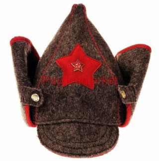 Budenovka Military Gray Wool Hat Uniform Army Ussr Soviet (budyonovka) Red Star