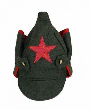 Budenovka Military Gray Wool Hat Uniform Army Ussr Soviet Red Star