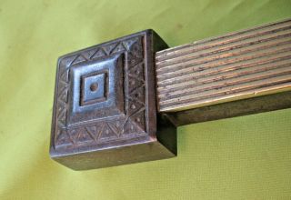 Old antique ornate arts and crafts period steel & brass door stop or paperweight 2