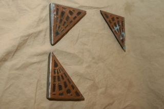 3 Antique Arts & Crafts,  Mission Style Blotter Corners Only Copper On Steel