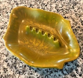 California Pottery Avocado Green Ashtray MCM Vintage Mid Century Modern 1960s 2