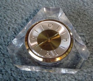 Vintage Westclox Alarm Clock In Lucite Case Made In Germany
