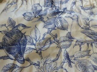 Vintage French country style blue Toile de Jouy small lined curtains or fabric 7