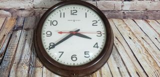 Vintage General Electric School Wall Clock Industrial GE w/ Red Second Hand 2