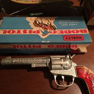 Vintage Hubley Rodeo Cap Gun And Unfired Mib - Boxed