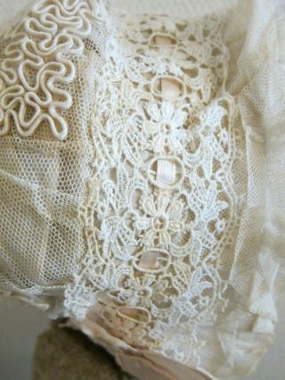 c.  1880 Antique French Lacey Babys Bonnet 2