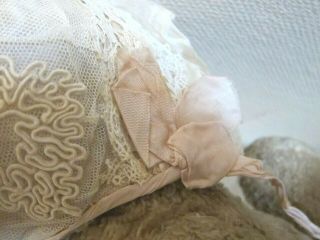 c.  1880 Antique French Lacey Babys Bonnet 5