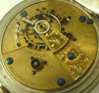 Antique Waltham P.  S.  Bartlett Pocket Watch - Model 1857 - Parts / Repair 5