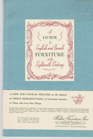 Rare 1940 Guide To English French Furniture Of The 18th Century Baker Furniture