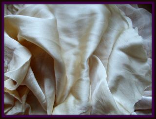 Antique Victorian Edwardian Wedding Silk Fabric Piece Golden Cream