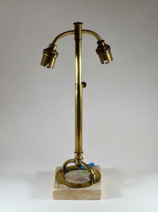 Antique Vintage Brass Double Light Library Banks Table Lamp Light