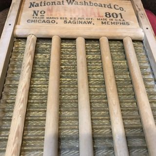 Vintage National Washboard.  No 801.  The Brass King 6