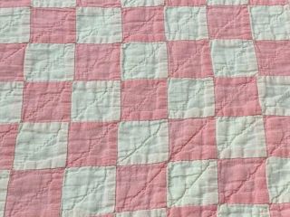 County Cottage c 30s Pink Checkerboard QUILT Table Doll 20 x 15 Vintage 3