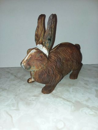 Very Nicely Detailed Vintage Antique Cast Iron Bunny Rabbit Doorstop Statue