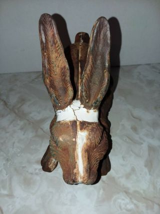 VERY NICELY DETAILED VINTAGE ANTIQUE CAST IRON BUNNY RABBIT DOORSTOP STATUE 8