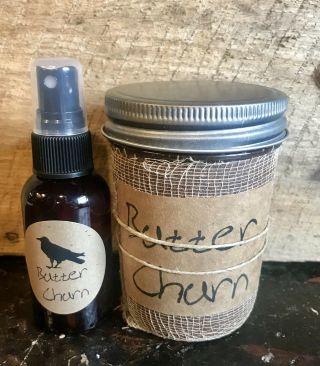 Primitive Black Crow Butter Churn Candle And Spray Combo