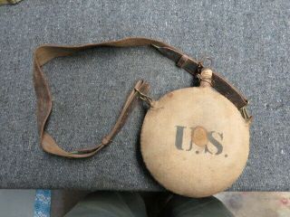 Indian Wars Us Army Model 1878 Canteen W/ Shoulder Strap - Unit Marked - Named