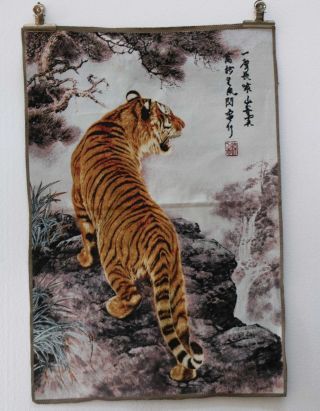 36  Old Tibet Collectable Silk Hand Painted Painting Tiger Thangka