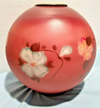Antique Hand Painted Rose Pink Gwtw Oil Lamp Globe Gone With The Wind 9 "
