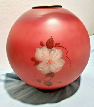 Antique Hand Painted Rose Pink GWTW Oil Lamp Globe Gone with the Wind 9 