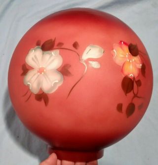 Antique Hand Painted Rose Pink GWTW Oil Lamp Globe Gone with the Wind 9 