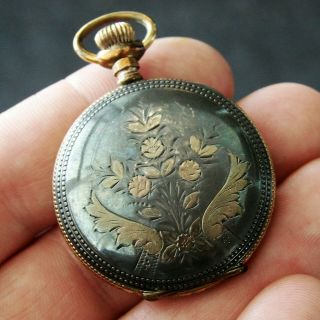 Elgin Sterling Silver Gold Filled Tri - Color Antique Vtg Pocket Watch