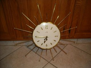 Vintage Lux Starburst 8 Day Wall Clock - Robert Shaw 1963 Has Key.
