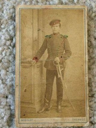 Cdv Prussian 1870 War Uhlan Cavalry Trooper Taked In Newly Annex Thionville